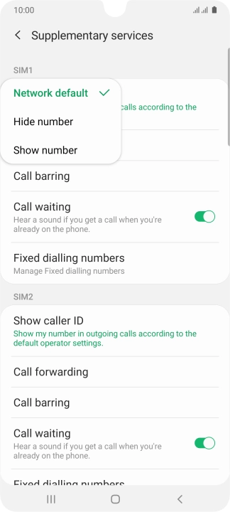 Press Show number to turn on caller identification.
