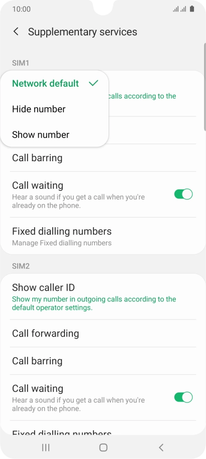 Press Show number to turn on caller identification.