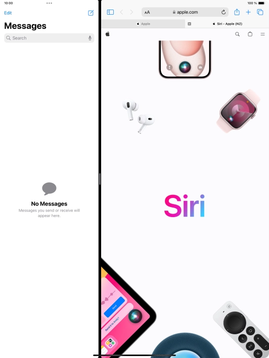 The applications are now displayed on a split screen.