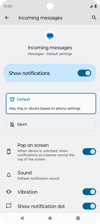 Press the indicator next to 