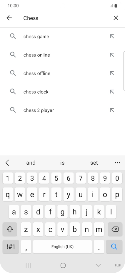 Key in the name or subject of the required app and press the search icon.