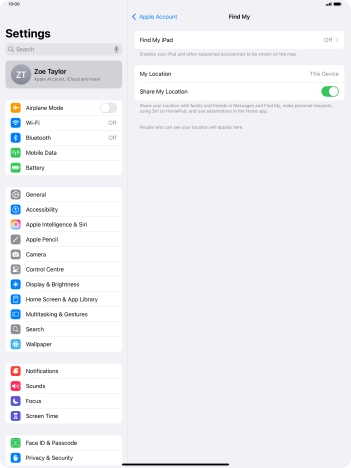 Press Find My iPad.