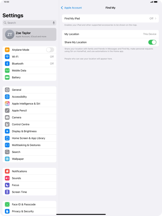 Press Find My iPad.