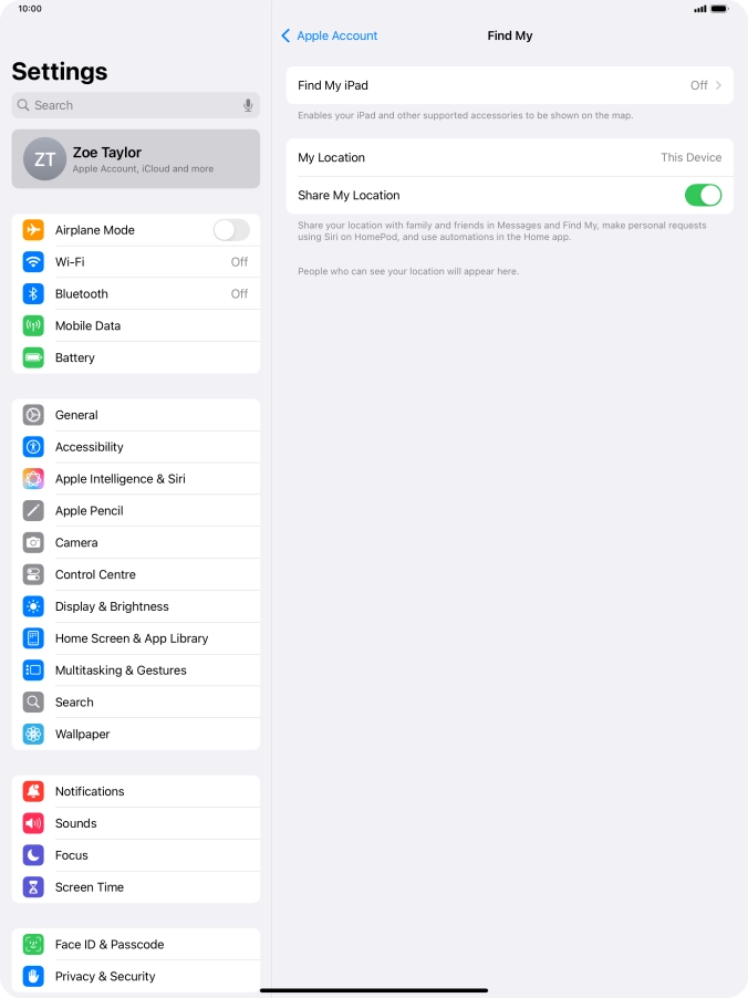 Press Find My iPad.