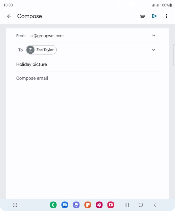 Press the text input field and write the text for your email message.