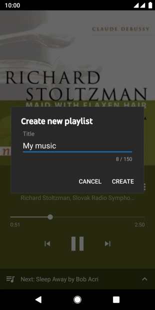 Key in a name for the playlist and press CREATE.