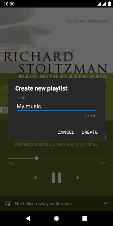 Key in a name for the playlist and press CREATE.