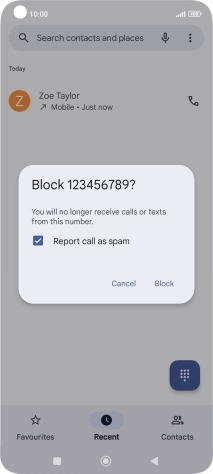 To report the number as spam, press the field next to 