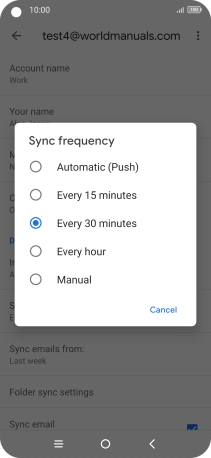 Press the required setting.