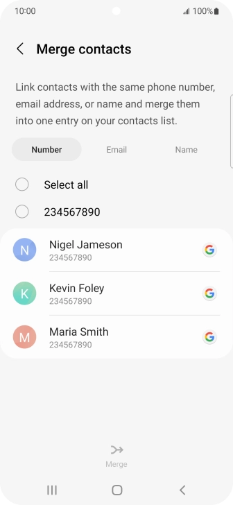 Press the field next to the required number.