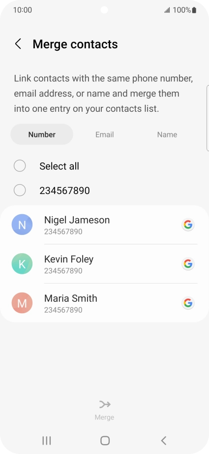 Press the field next to the required number.