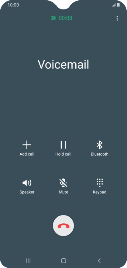 Press the end call icon.
