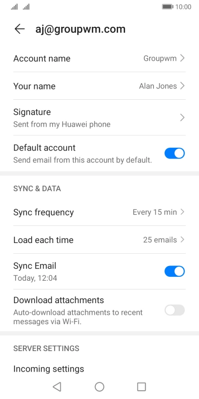 Press Account name and key in the required name.