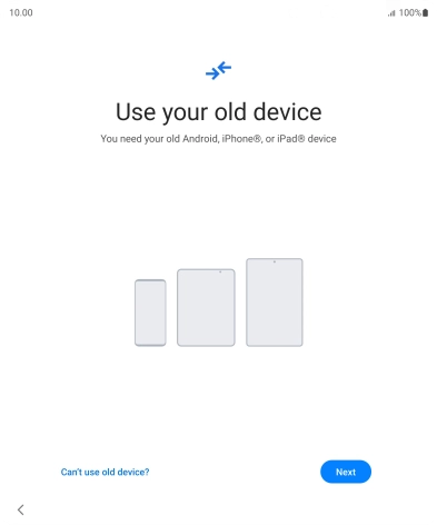 Press Can't use old device?.