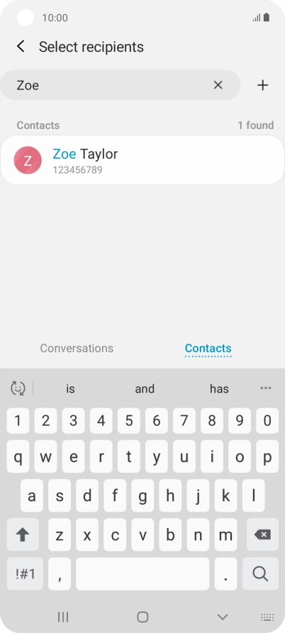 Press the required contact.