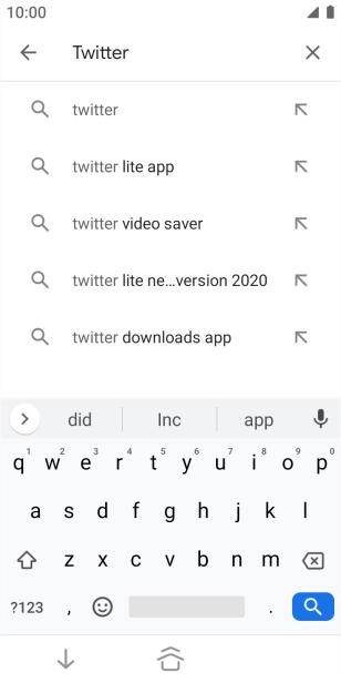 Key in Twitter and press the search icon.