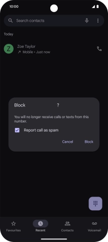 To report the number as spam, press the field next to 