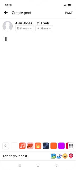 Write the required text and press POST.