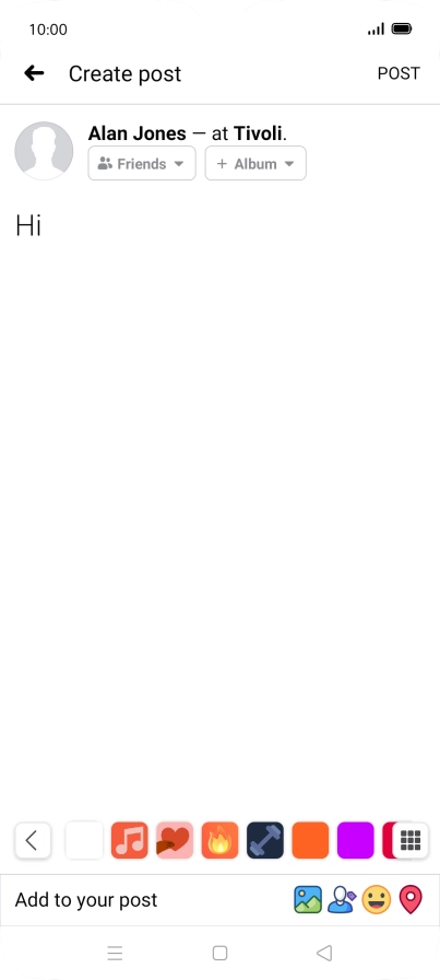 Write the required text and press POST.