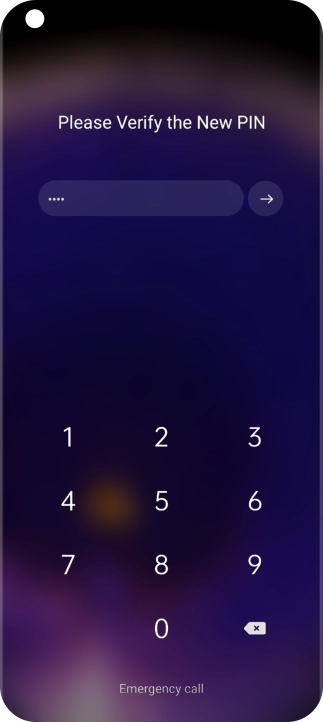 Key in the new PIN again and press arrow right.