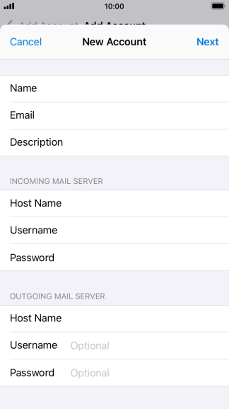 Press Username and key in the username for your email account.