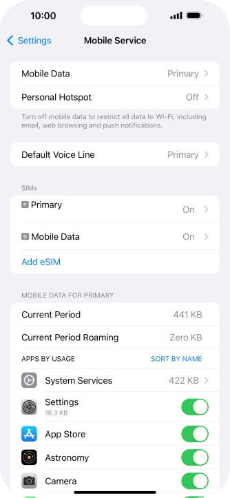 Press Mobile Data.