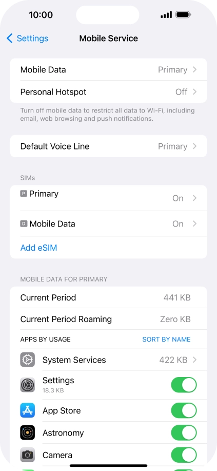 Press Mobile Data.