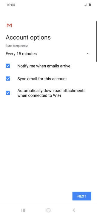 If this screen is displayed, your email account has been recognised and is being set up automatically. Follow the instructions on the screen to key in more information and finish setting up your phone.