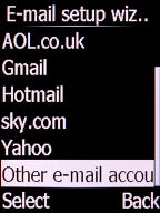 Select Other e-mail accounts and press the Left selection key.