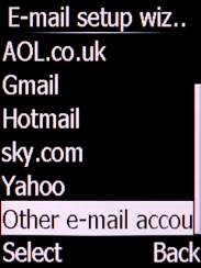 Select Other e-mail accounts and press the Left selection key.