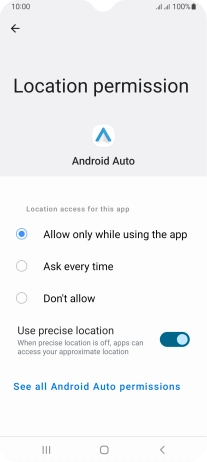 Press the required setting.