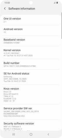 Your phone's software version is displayed below Android version.