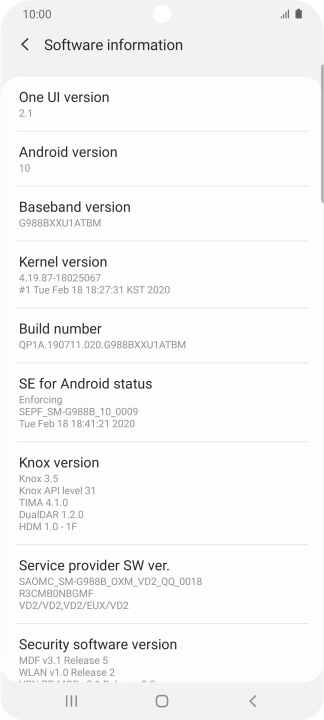 Your phone's software version is displayed below Android version.