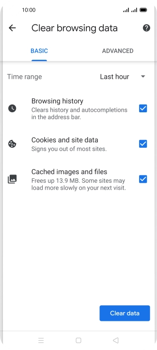 Press the fields next to the required data types.