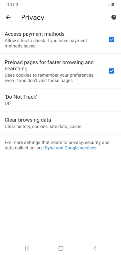Press Clear browsing data.