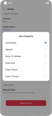 Press the required setting.