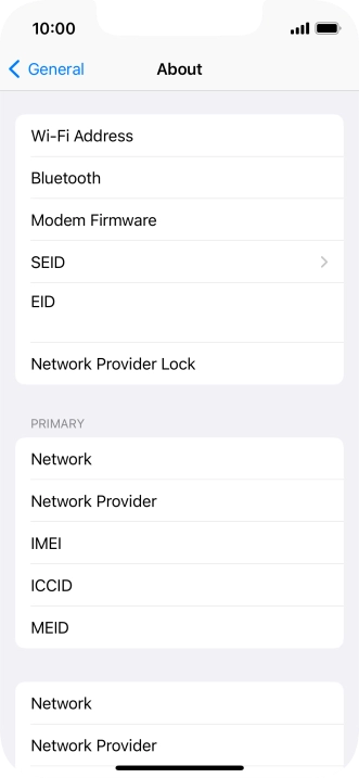 The Network Provider Lock status is displayed next to Network Provider Lock.