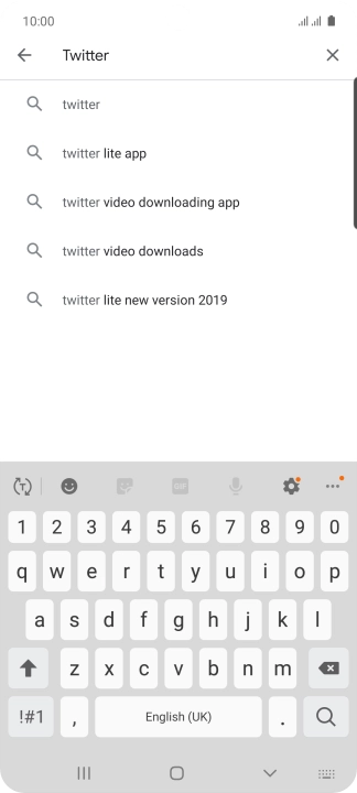 Key in Twitter and press the search icon.