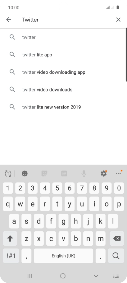 Key in Twitter and press the search icon.