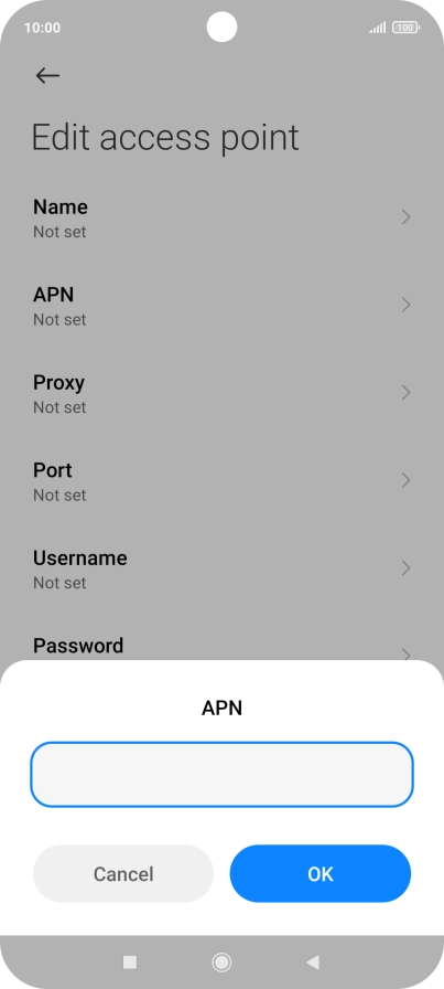 Key in wap.vodafone.co.uk and press OK.