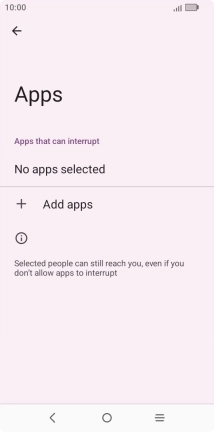 Press Add apps and follow the instructions on the screen to select which apps you would like to receive notifications from when Do Not Disturb is turned on.