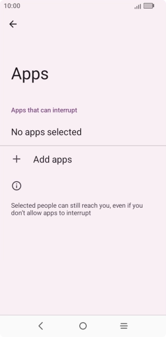 Press Add apps and follow the instructions on the screen to select which apps you would like to receive notifications from when Do Not Disturb is turned on.