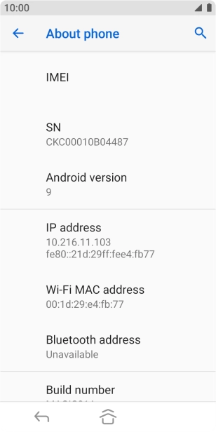 Your phone's software version is displayed below Android version.
