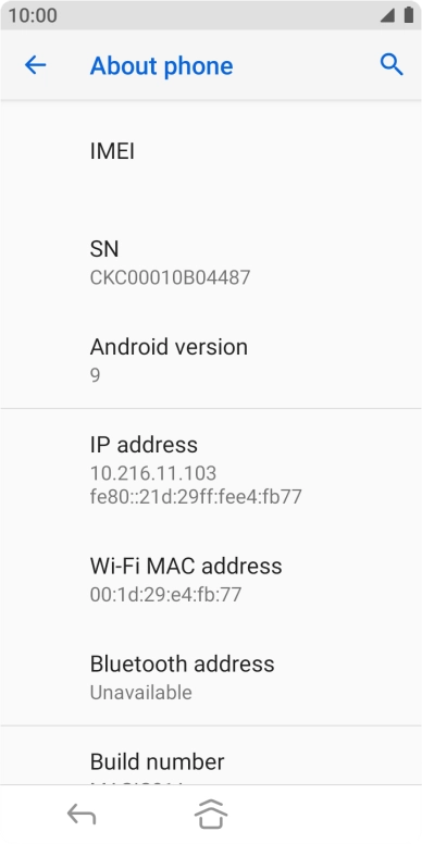 Your phone's software version is displayed below Android version.