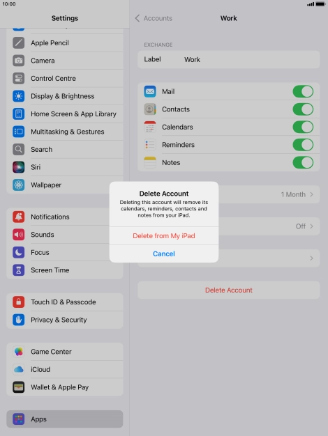 Press Delete from My iPad.