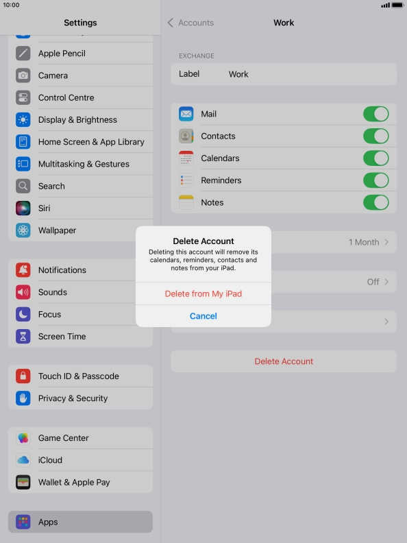 Press Delete from My iPad.