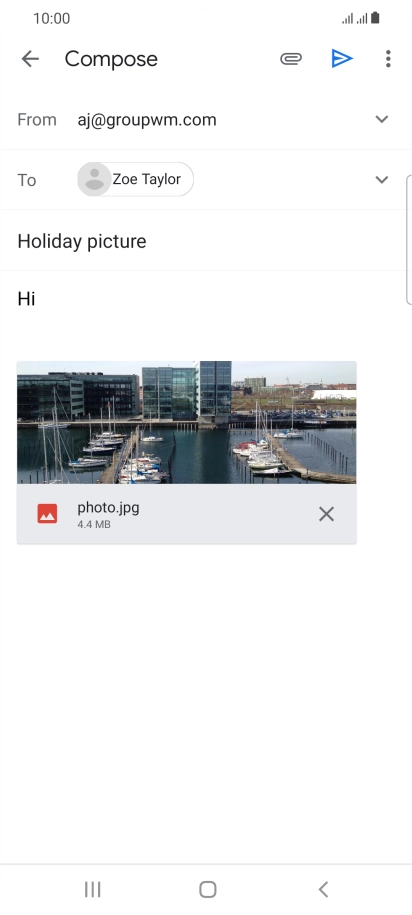 Press the send icon when you've finished your email message.