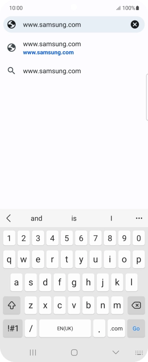 Key in the address of the required web page and press Go.