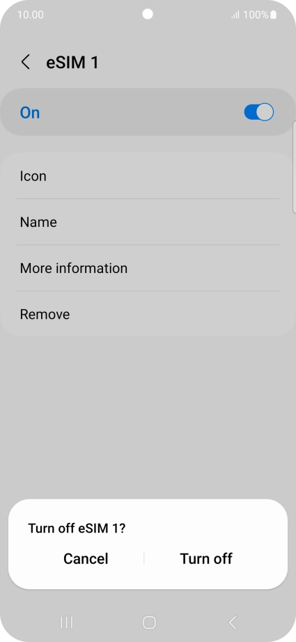 If you turn off use of the price plan, press Turn off.