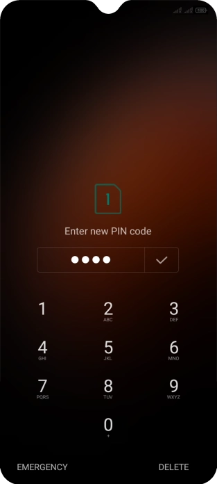 Key in a new four-digit PIN and press the confirm icon.